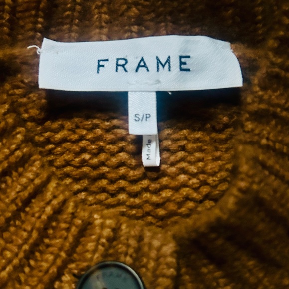 Frame Denim Cable Knit Button-Front Cardigan in Camel Brown - Picture 4 of 6